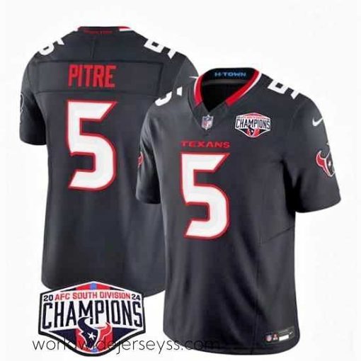 Superbly made Houston Texans 5 Jalen Pitre Navy F.U.S.E  2024 AFC South Division Champions Vapor Limited Stitched Football Jersey