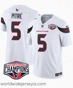 Exquisitely designed Houston Texans 5 Jalen Pitre White F.U.S.E  2024 AFC South Division Champions Vapor Limited Stitched Football Jersey