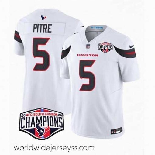 Exquisitely designed Houston Texans 5 Jalen Pitre White F.U.S.E  2024 AFC South Division Champions Vapor Limited Stitched Football Jersey