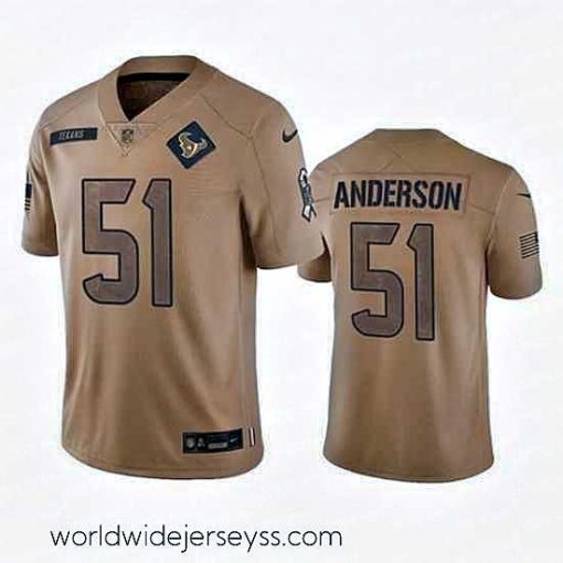 Superbly made Houston Texans 51 Will Anderson Jr  2023 Brown Salute To Service Limited Stitched Jersey