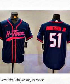 Exceptionally fashioned Houston Texans 51 Will Anderson Jr  Navy With Patch Cool Base Stitched Baseball Jersey