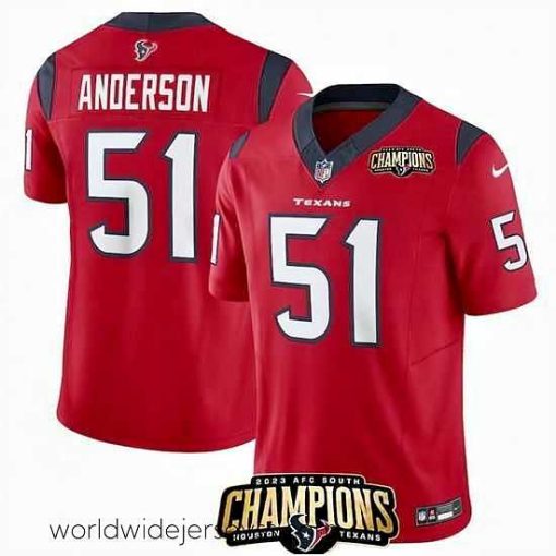 Exceptionally fashioned Houston Texans 51 Will Anderson Jr  Red 2023 F.U.S.E  AFC South Champions Patch Vapor Untouchable Limited Stitched Football Jersey