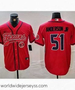 Superbly made Houston Texans 51 Will Anderson Jr  Red With Patch Cool Base Stitched Baseball Jersey 1