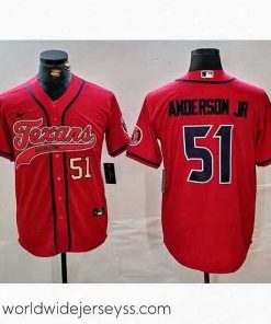 Finely crafted Houston Texans 51 Will Anderson Jr  Red With Patch Cool Base Stitched Baseball Jersey 2