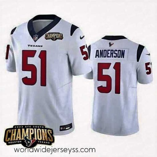 Superbly made Houston Texans 51 Will Anderson Jr  White 2023 F.U.S.E  AFC South Champions Patch Vapor Untouchable Limited Stitched Football Jersey