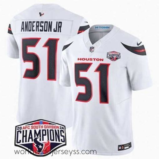 Finely crafted Houston Texans 51 Will Anderson Jr  White F.U.S.E  2024 AFC South Division Champions Vapor Limited Stitched Football Jersey