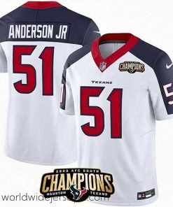 Finely crafted Houston Texans 51 Will Anderson Jr  White Navy 2023 F.U.S.E  AFC South Champions Patch Limited Stitched Football Jersey