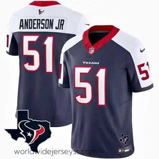 Exceptionally fashioned Houston Texans 51 Will Anderson Jr  White Navy 2023 F.U.S.E  Vapor Untouchable Limited Stitched Football Jersey