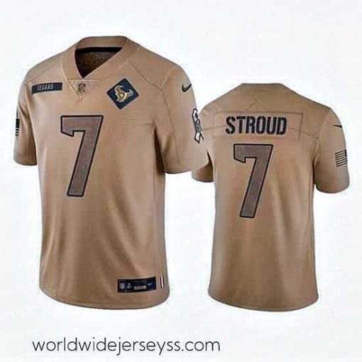 Exceptionally fashioned Houston Texans 7 C J  Stroud 2023 Brown Salute To Service Limited Stitched Jersey