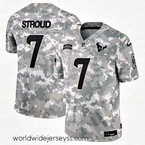 Exceptionally fashioned Houston Texans 7 C J  Stroud 2024 Arctic Camo Salute To Service Limited Stitched Football Jersey