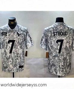 Marvelously styled Houston Texans 7 C J  Stroud 2024 F.U.S.E Arctic Camo Salute To Service Limited Stitched Football Jersey