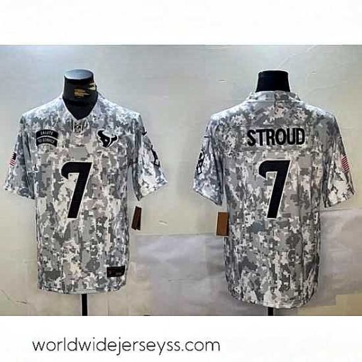 Marvelously styled Houston Texans 7 C J  Stroud 2024 F.U.S.E Arctic Camo Salute To Service Limited Stitched Football Jersey