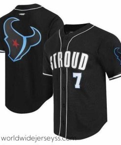 Superbly made Houston Texans 7 C J Stroud Black Alternate Logo Mesh Button Up Stitched Baseball Jersey