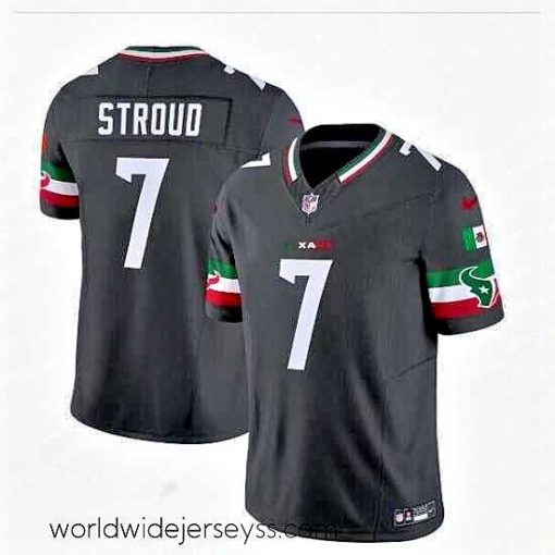 Marvelously styled Houston Texans 7 C J  Stroud Black Mexico F.U.S.E  Vapor Limited Stitched Jersey