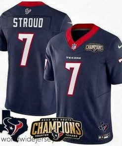 Marvelously styled Houston Texans 7 C J  Stroud Navy 2023 F.U.S.E  AFC South Champions Patch And Team Logo Patch Vapor Untouchable Limited Stitched Football Jersey
