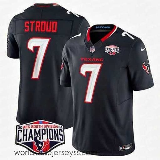 Exquisitely designed Houston Texans 7 C J  Stroud Navy F.U.S.E  2024 AFC South Division Champions Vapor Limited Stitched Football Jersey