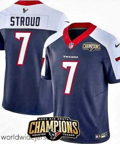 Marvelously styled Houston Texans 7 C J  Stroud Navy White 2023 F.U.S.E  AFC South Champions Patch Limited Stitched Football Jersey