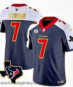 Exceptionally fashioned Houston Texans 7 C J  Stroud Navy White Gold 2024 F.U.S.E  With 1 Star C Patch Limited Stitched Jersey