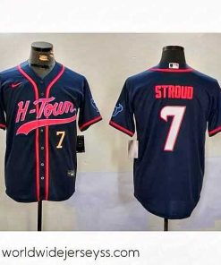 Finely crafted Houston Texans 7 C J  Stroud Navy With Patch Cool Base Stitched Baseball Jersey 1
