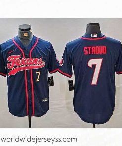 Superbly made Houston Texans 7 C J  Stroud Navy With Patch Cool Base Stitched Baseball Jersey 2