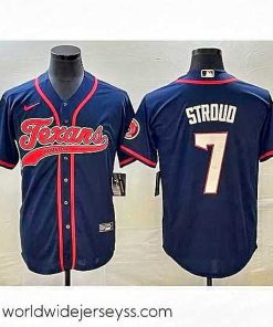 Finely crafted Houston Texans 7 C J  Stroud Navy With Patch Cool Base Stitched Baseball Jersey