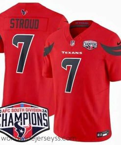 Exceptionally fashioned Houston Texans 7 C J  Stroud Red F.U.S.E  2024 AFC South Division Champions Vapor Limited Stitched Football Jersey