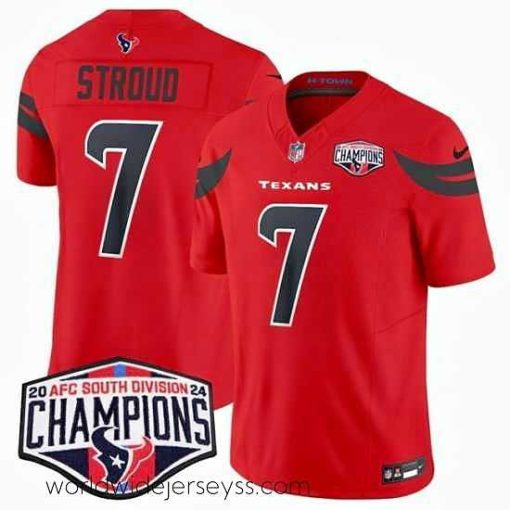 Exceptionally fashioned Houston Texans 7 C J  Stroud Red F.U.S.E  2024 AFC South Division Champions Vapor Limited Stitched Football Jersey