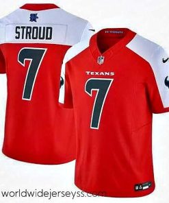 Superbly made Houston Texans 7 C J Stroud Red White 2024 F.U.S.E Vapor Limited Stitched Jersey