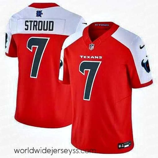 Superbly made Houston Texans 7 C J Stroud Red White 2024 F.U.S.E Vapor Limited Stitched Jersey