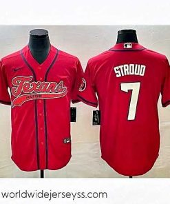 Marvelously styled Houston Texans 7 C J  Stroud Red With Patch Cool Base Stitched Baseball Jersey