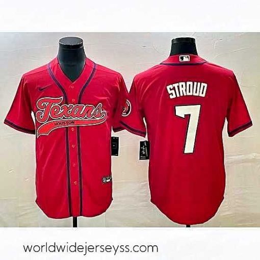 Exquisitely designed Houston Texans 7 C J  Stroud Red With Patch Cool Base Stitched Baseball Jersey