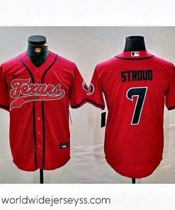 Exceptionally fashioned Houston Texans 7 C J  Stroud Red With Patch Cool Base Stitched Baseball Jersey