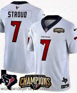 Superbly made Houston Texans 7 C J  Stroud White 2023 F.U.S.E  AFC South Champions Patch And Team Logo Patch Vapor Untouchable Limited Stitched Football Jersey