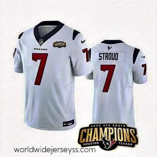 Exquisitely designed Houston Texans 7 C J  Stroud White 2023 F.U.S.E  AFC South Champions Patch Vapor Untouchable Limited Stitched Football Jersey