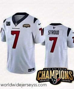 Marvelously styled Houston Texans 7 C J  Stroud White 2023 F.U.S.E  With 1 Star C Patch And AFC South Champions Patch Vapor Untouchable Limited Stitched Football Jersey
