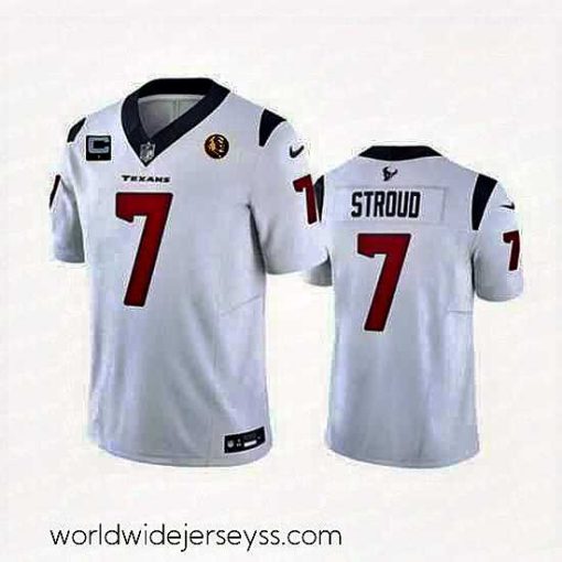 Exquisitely designed Houston Texans 7 C J  Stroud White 2023 F.U.S.E  With 1 Star C Patch John Madden Patch Vapor Limited Stitched Football Jersey