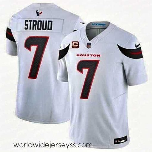 Exquisitely designed Houston Texans 7 C J  Stroud White 2024 Vapor F.U.S.E  With 2 Star C Patch Limited Stitched Jersey