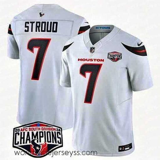 Marvelously styled Houston Texans 7 C J  Stroud White F.U.S.E  2024 AFC South Division Champions Vapor Limited Stitched Football Jersey