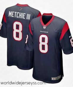 Exceptionally fashioned Houston Texans 8 John Metchie III Navy Stitched Game Football Jersey