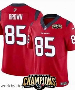 Finely crafted Houston Texans 85 Noah Brown Red 2023 F.U.S.E  AFC South Champions Patch Vapor Untouchable Limited Stitched Football Jersey