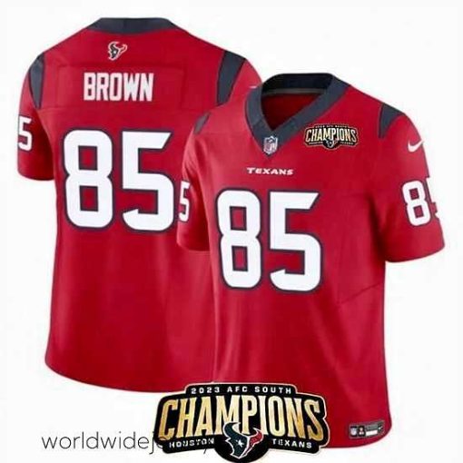Finely crafted Houston Texans 85 Noah Brown Red 2023 F.U.S.E  AFC South Champions Patch Vapor Untouchable Limited Stitched Football Jersey