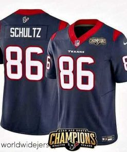 Finely crafted Houston Texans 86 Dalton Schultz Navy 2023 F.U.S.E  AFC South Champions Patch Vapor Untouchable Limited Stitched Football Jersey