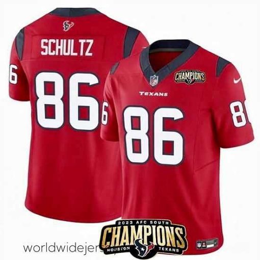 Exquisitely designed Houston Texans 86 Dalton Schultz Red 2023 F.U.S.E  AFC South Champions Patch Vapor Untouchable Limited Stitched Football Jersey