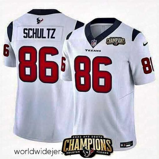 Exceptionally fashioned Houston Texans 86 Dalton Schultz White 2023 F.U.S.E  AFC South Champions Patch Vapor Untouchable Limited Stitched Football Jersey