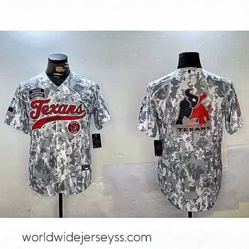 Exquisitely designed Houston Texans Blank Camo With Patch Cool Base Stitched Baseball Jersey 3