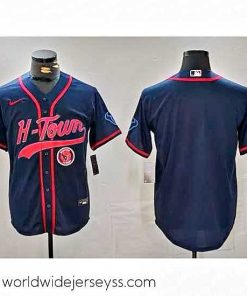 Marvelously styled Houston Texans Blank Navy With Patch Cool Base Stitched Baseball Jersey 2