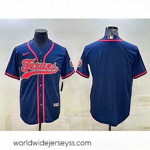 Exceptionally fashioned Houston Texans Blank Navy With Patch Cool Base Stitched Baseball Jersey