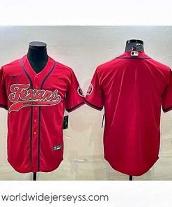 Exquisitely designed Houston Texans Blank Red With Patch Cool Base Stitched Baseball Jersey