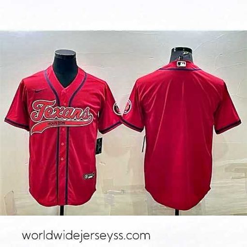 Exquisitely designed Houston Texans Blank Red With Patch Cool Base Stitched Baseball Jersey