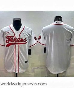 Marvelously styled Houston Texans Blank White With Patch Cool Base Stitched Baseball Jersey